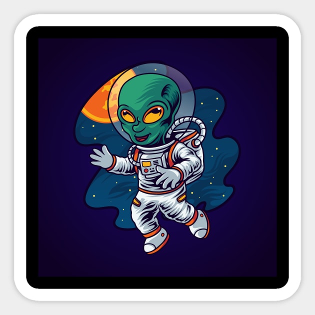 alien-astronaut-space Sticker by zwestshops
